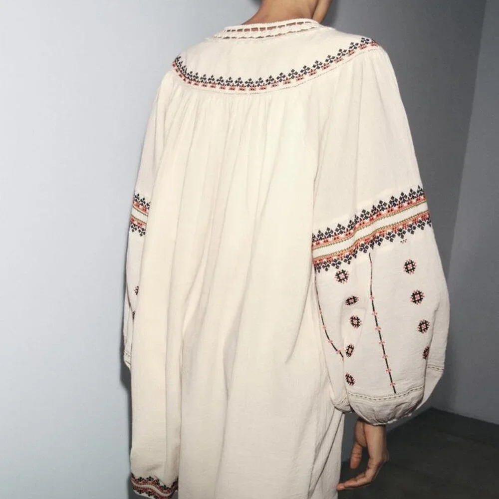 NWT ZARA EMBROIDERED DRESS ZW COLLECTION S, L_5
